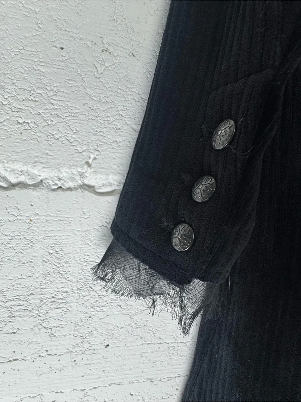 Free People Black‎ Corduroy Ribbed Coat Jacket Rare HTF Whimsigoth Grunge Goth L